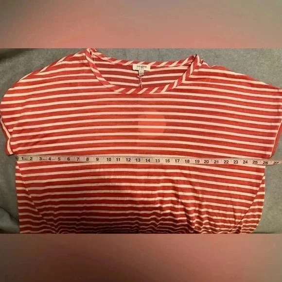 NWT Umgee Striped Tee Top Shirt Blouse Loose Fit split back size L - Picture 5 of 6